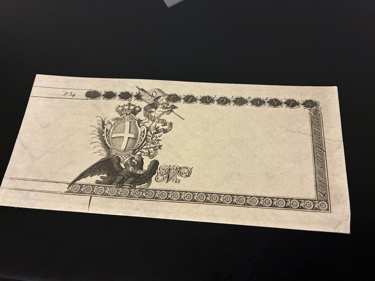 Banknoten:  50 Lire Eagle and Arms - 01-04-1796 - Proof – Gebraucht aus Dällikon von Woldbanknoten 1
