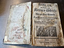 bibel, at & nt, zürich 1745, buch, zum restaurieren