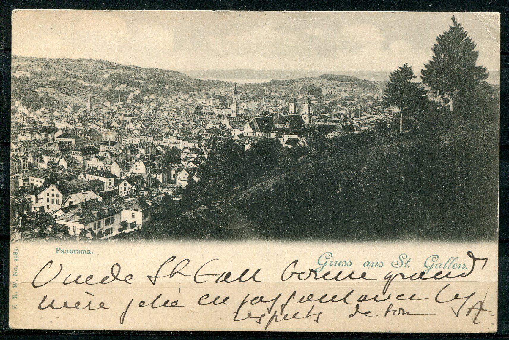 Cartoline postali: St. Gallen  Panorama   17.VIII. 1899 – Usato da Aarau venduto da kufi44
