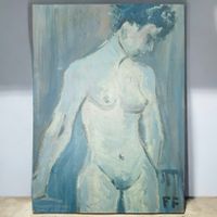 FERRETTI F. - peinture de Nu à l'huile sur pavatex