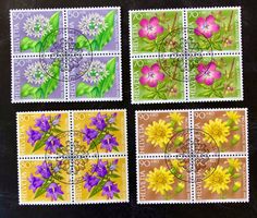  Viererblock Nr.J319-J322 ET Stempelt Bern 1991 Blumen 