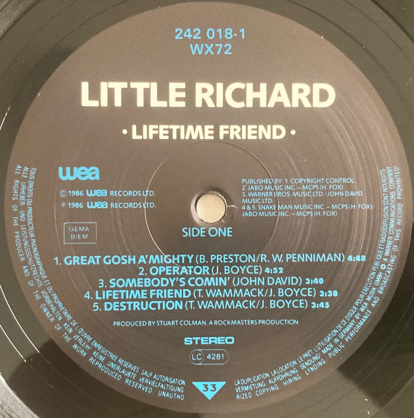 Dischi in vinile: LITTLE RICHARD - LIFETIME FRIEND – Usato da Poliez-Pittet venduto da Newtown-Records 2