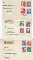 1932 -43, 5 PJ Satzbriefe selbe Adresse in Basel, 2 x Charge