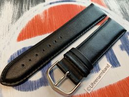 24mm Uhrenarmband, Leder, schwarz,  Uhrenband