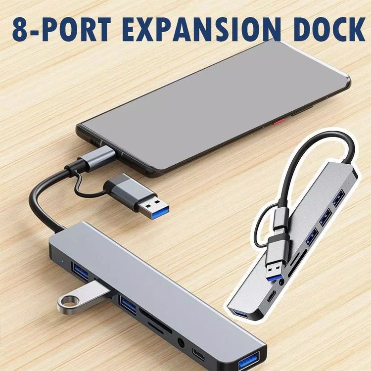USB C Hub 8 in 1 Adapter USB 3.0 2.0 PD Verteiler Splitter (Neu (gemäss ...