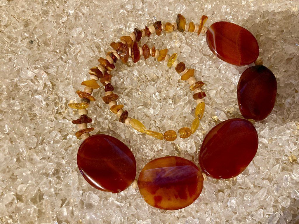 Catenine: Halskette - Bernstein echt, Achat, Holz – Nuovo (secondo la descrizione) da Biberist venduto da tl-schmuck 3