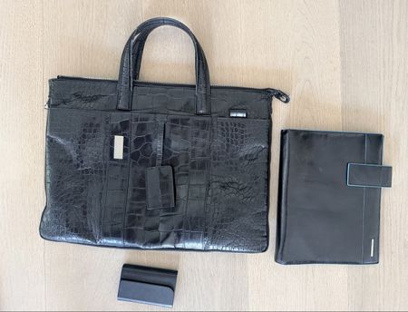 Borsa PC Piquadro stampa coccodrillo con organizer pelle