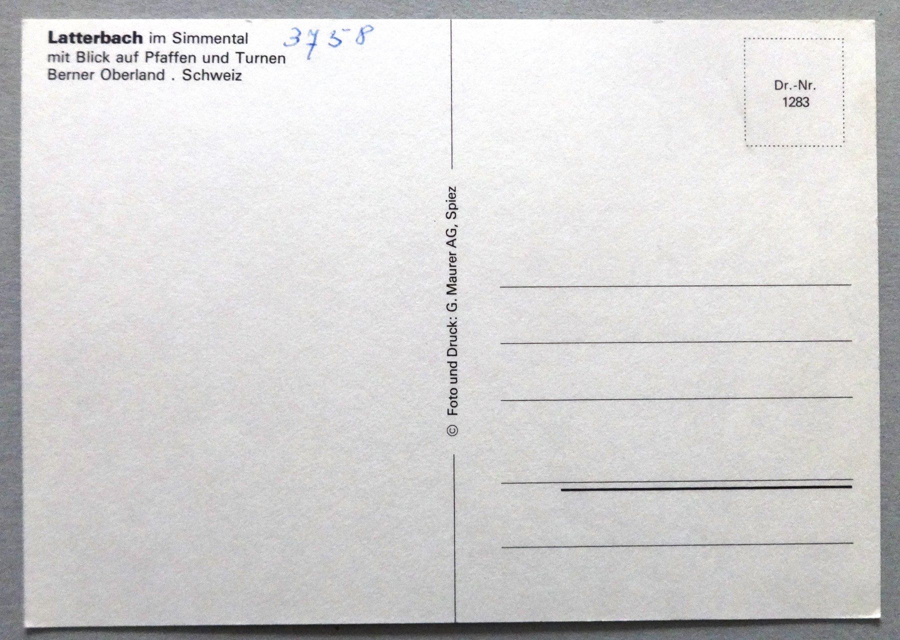 Cartes postales: Latterbach im Simmental, B.O. – D'occasion à Fétigny par Billy2miny 1