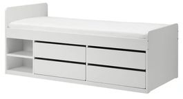 IKEA SLÄKT Bettgestell mit Schubladen  weiß  90x200 cm