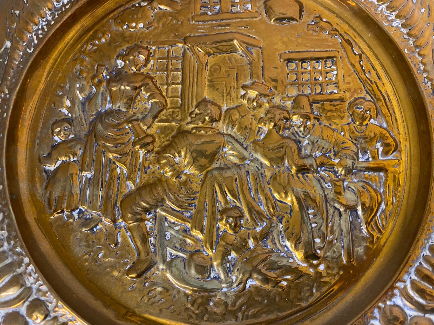Teller: Antiker Messing Wandteller, detailliert, Ø 40cm – Gebraucht aus St.Gallen von Bigdisch 1