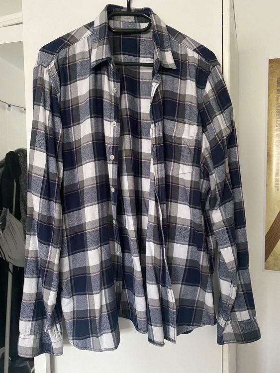 Chemise à Carreaux Orange Et Bleu H&M Taille 42 - Neuf Sans étiquettes, Manches Courtes, 100% Coton