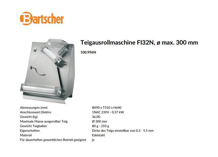 Bartscher Elettrodomestici da cucina: Bartscher Ausrollmaschine / Pizzaausrollmaschine – Nuovo (secondo la descrizione) da Zürich venduto da Aeschlithom 1