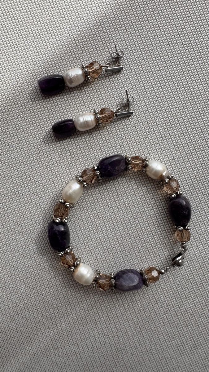 Bracciali & Braccialetti: Set: Amethyst /Perlen Armband & Ohrringe, Handgefertigt – Usato da HORGEN venduto da vladibarca10 6
