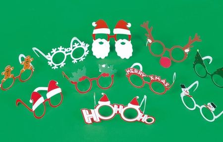Weihnachtsbrillen Set Papier 10 Stück NEU