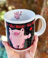 Teetasse / Tasse Schwein/Schweinchen Herz Ballon ,Viel Glück