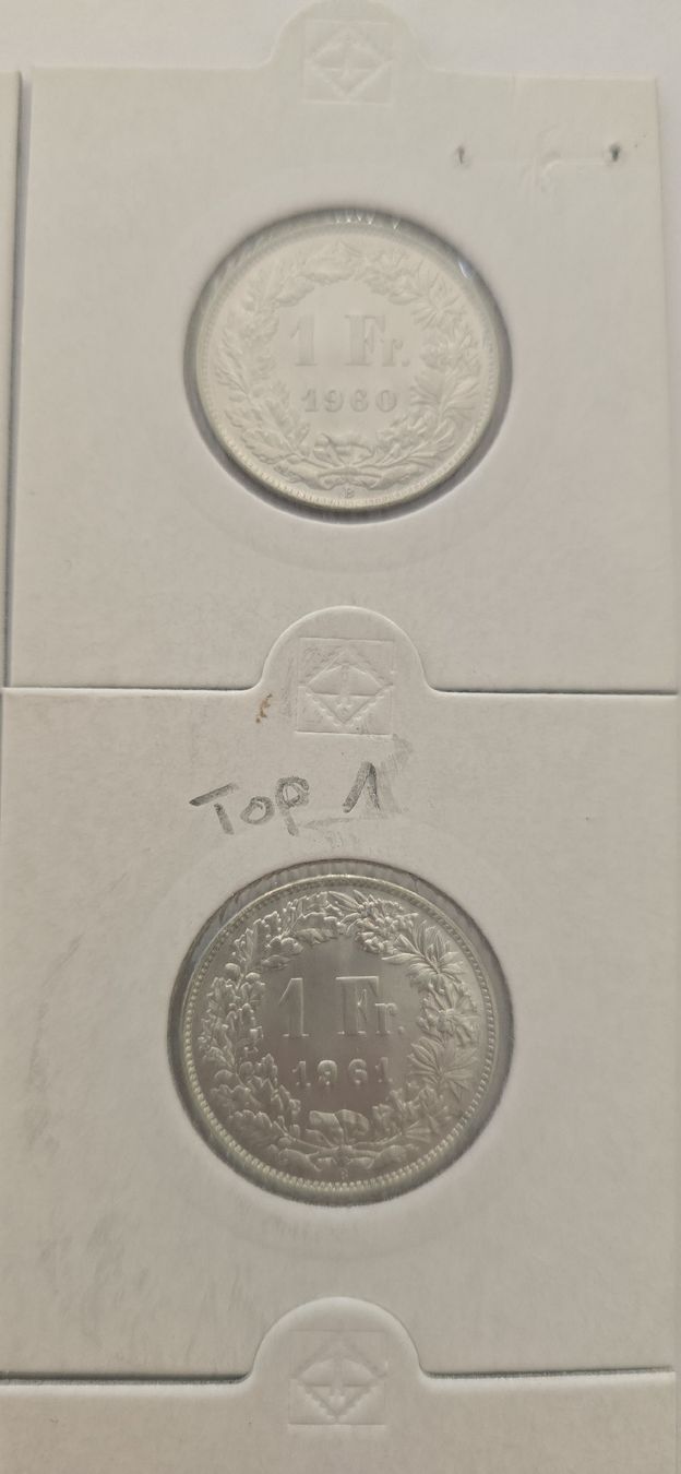 Alle Münzen: suite pieces 1.- UNZ 1957 - 1962 – Neu (gemäss Beschreibung) aus Fribourg von yan_z5fr 2