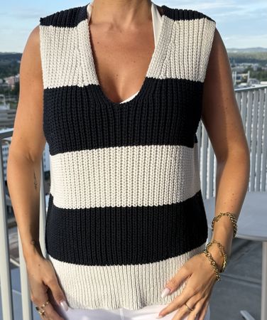 Strickweste V-Ausschnitt schwarz/weiss Size M