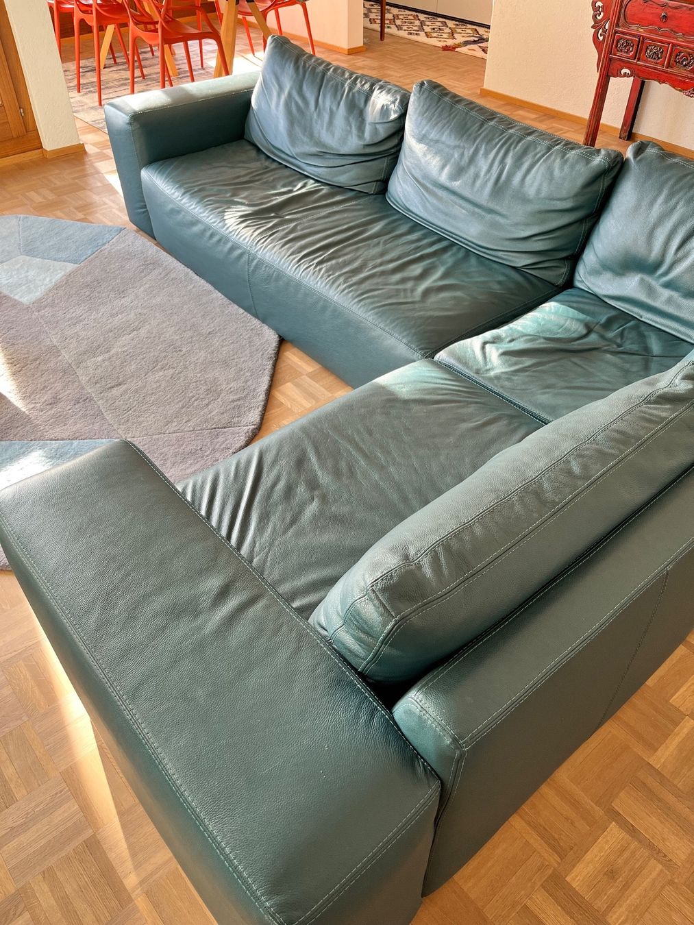 Divani: Sofa cuir bleu canard – Usato da Evilard venduto da Mamarsi 1