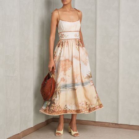 Summer Linen Blend Midi Dress