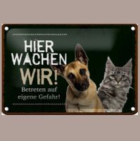 🔥 HIER WACHEN WIR Katze/Hund Blechschild 🎀 12x18cm OVP 🔥