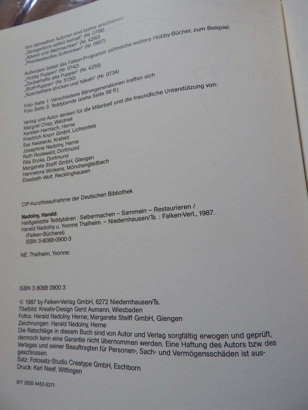 Libri: Teddybären   -  Hadolny  /  Thalheim – Usato da Stetten AG venduto da Brissago25 1