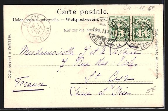 Cartoline postali: AK Genève, Quai du Léman, 1901 – Usato da Berlin venduto da bartko-reher 1