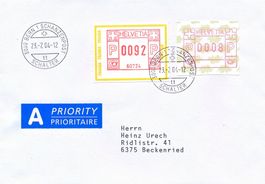 ATM 19.2 Wertfehldruck 8 Rp. Brief portogerecht