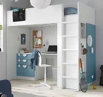 Kinder-Hochbett mit Schreibtisch & Schubladen