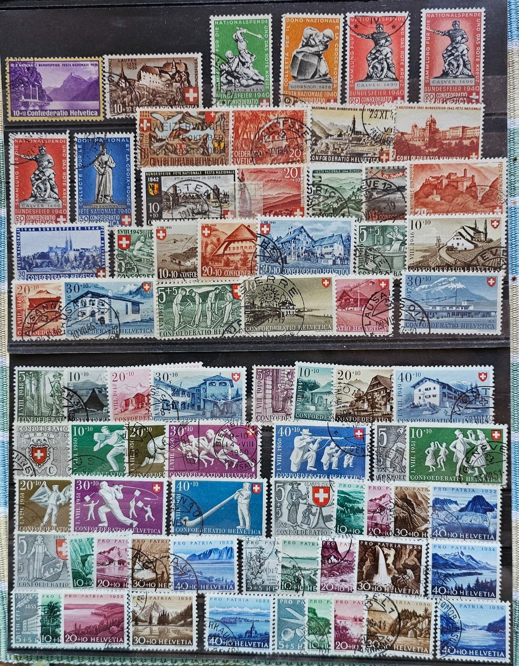 Tutti i francobolli: Collection Pro Patria oblitérés1938-56 – Usato da Les Valettes venduto da Nuba1