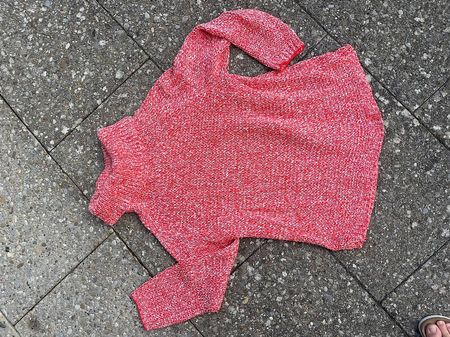 Cecil Rollkragenpullover rot/weiss Gr 38