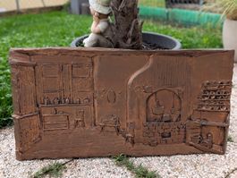 Wunderschönes Vintage Bronzo Wandbild Küche (cm 92 x 47)