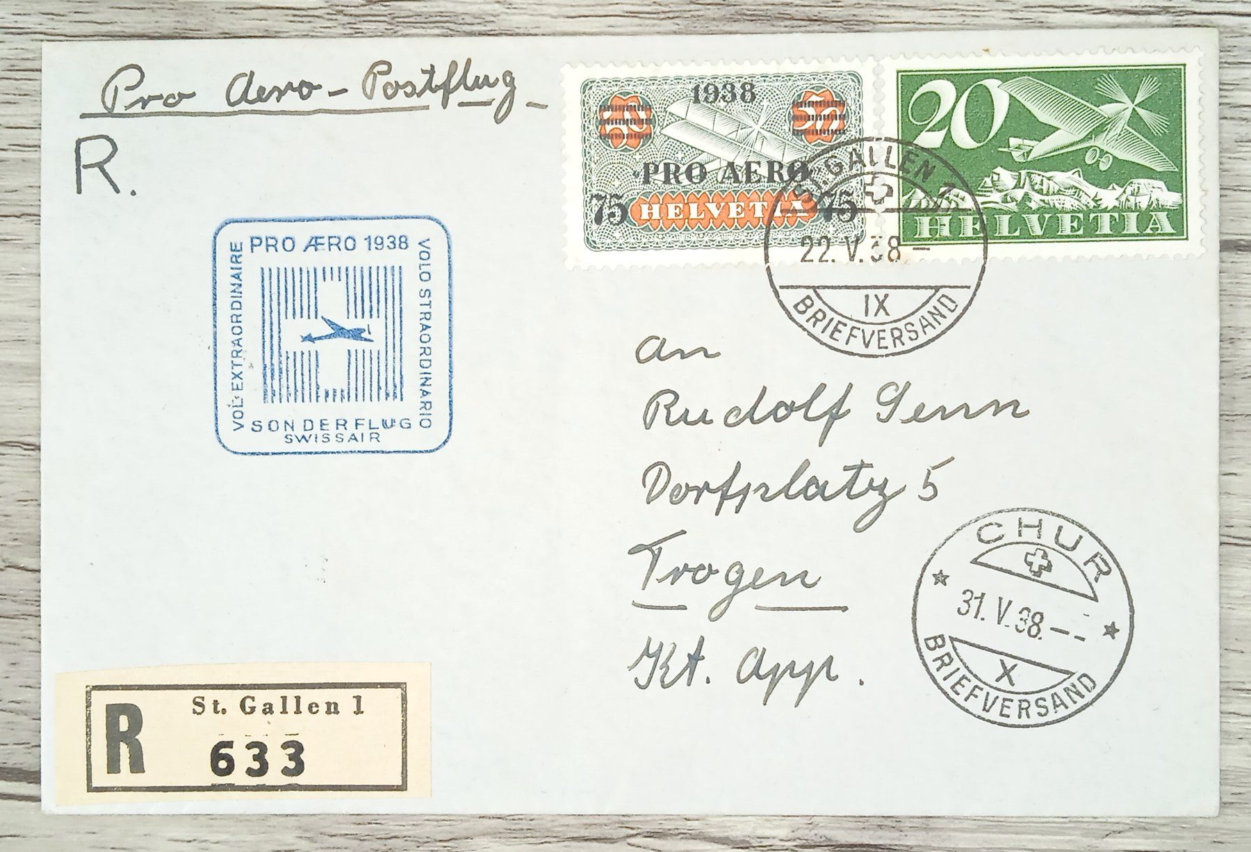 Tutti i francobolli: TR15 Enveloppe + Timbre Suisse 1938 – Usato da Cousset venduto da Patrick_Collections