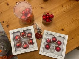 Weihnachtskugeln-Set ( 32 x Kugeln insg. ), rot, aus Glas