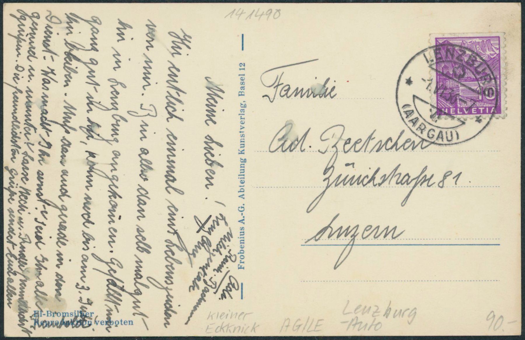 Cartes postales: AG Lenzburg - Auto – D'occasion à Schindellegi par masutka7 1