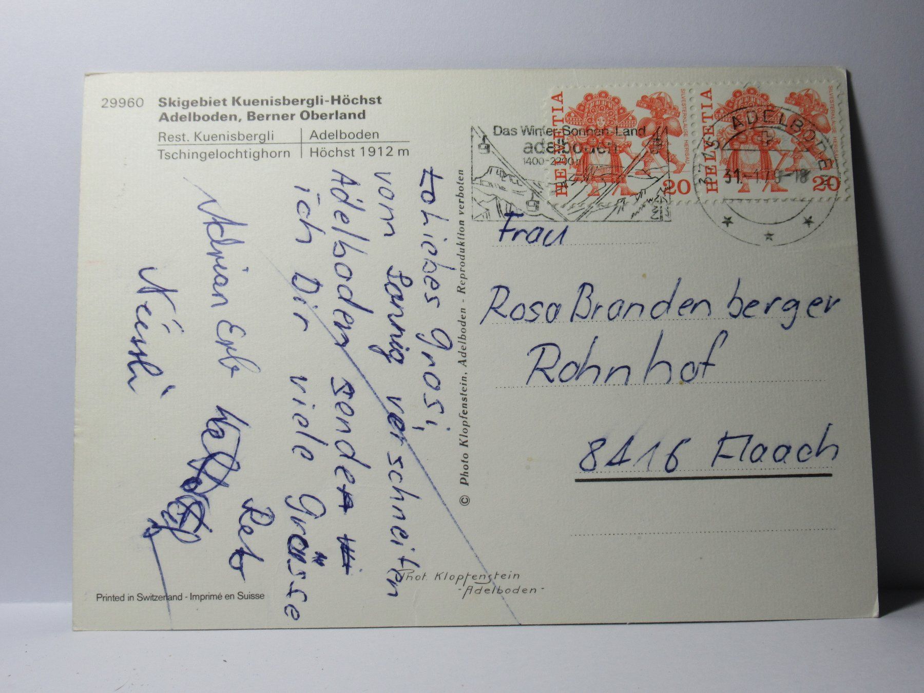 Cartes postales: Kuenisbergli Adelboden 1979 – D'occasion à Grenchen par Bluemchen1900 1