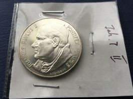 Versilberte Medaille Vatikan Papst Johannes Paul II