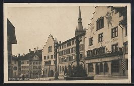 AK Biel, Rathaus und Theater, 1925