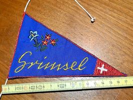 VINTAGE Wimpel GRIMSEL nos ST. GALLER STICKEREI velo