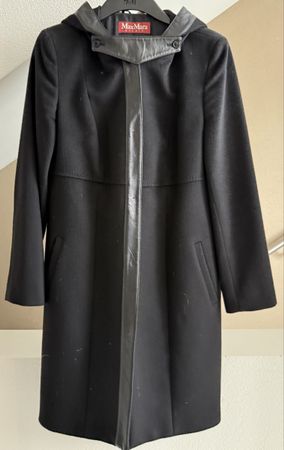 MAX MARA Wollmantel Gr. 38 mit Lederdetails