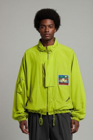 Vintage Last Exit Sportswear Neon Gelbe Windbreaker Jacke