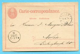 Postkarte von Mümliswil nach Berlin 1875