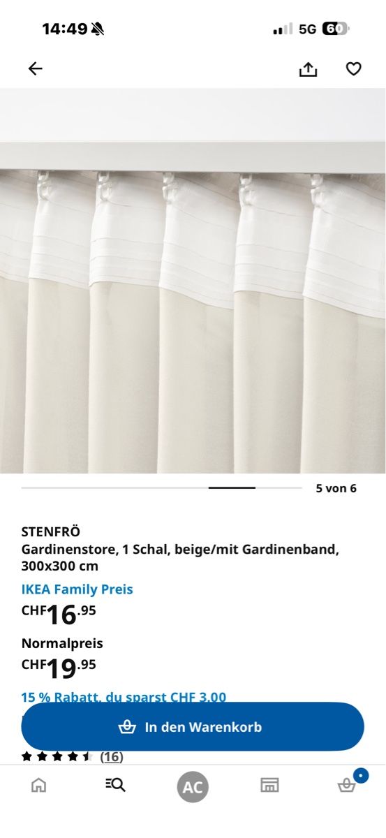 Tende: 5x IKEA STENFRÖ VORHANG 300x300 – Nuovo (secondo la descrizione) da Zürich venduto da StudioCardin 1