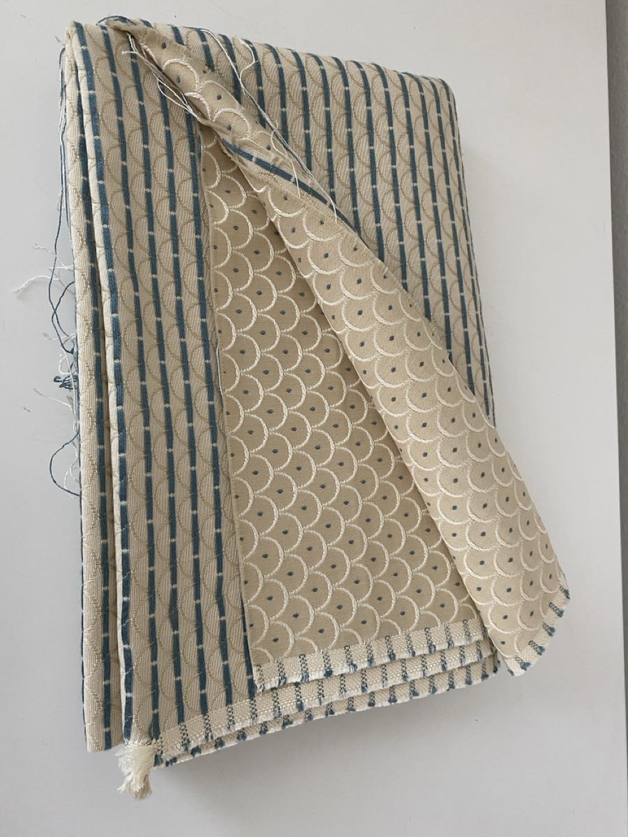 Stoffe: Stoff creme, blau mit Welle-Punkte ca137-176 – Neu (gemäss Beschreibung) aus Flawil von sonnengeist 1