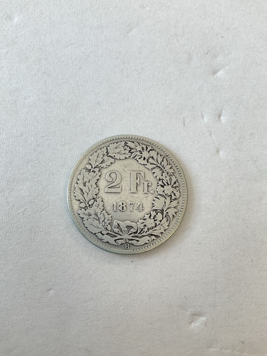 Toutes les monnaies: Ancienne pièce de 2 francs en argent, daté de 1874  – D'occasion à Malleray par Robot12