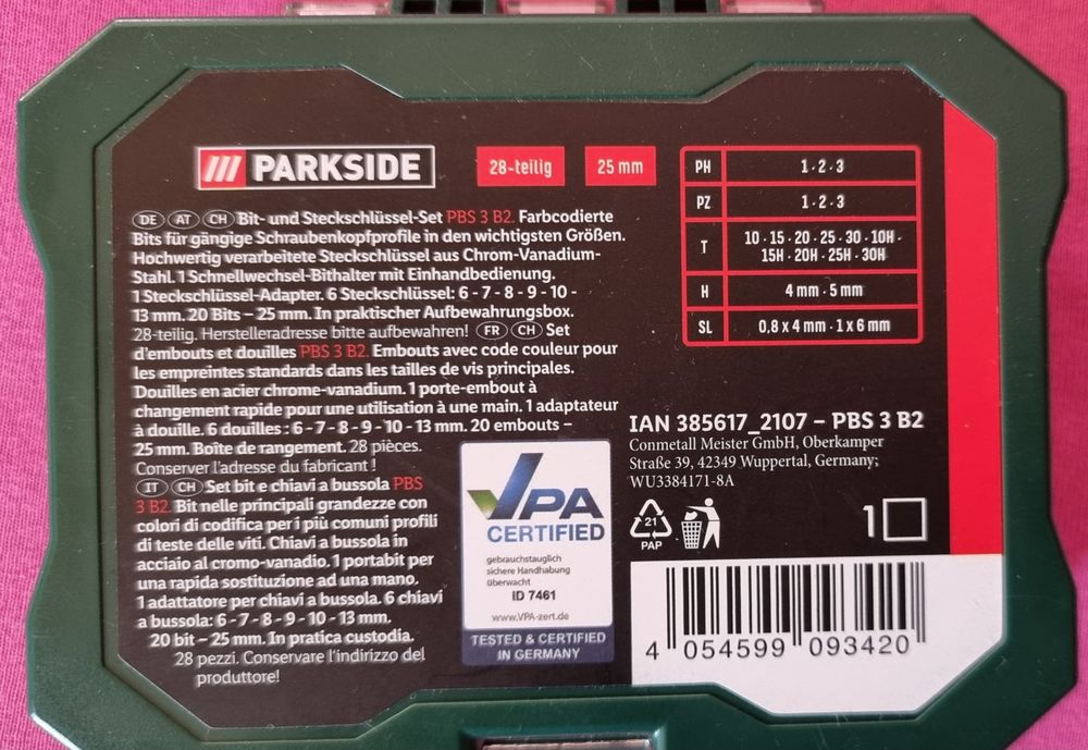 Parkside 28 piece Bit Set (Neu (gemäss Beschreibung)) in Oberburg für ...