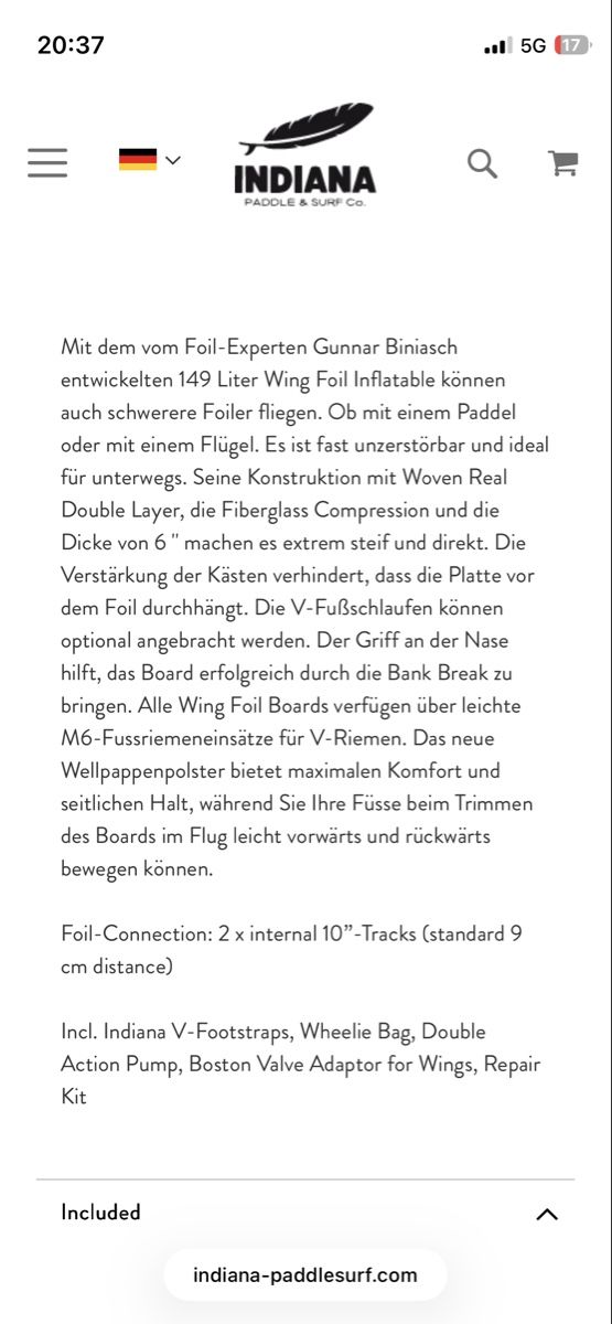Indiana Tavole da surf e di nuoto: Wing Foil Board 129 Indiana inflatable  – Usato da Winterthur venduto da bsonic1 9