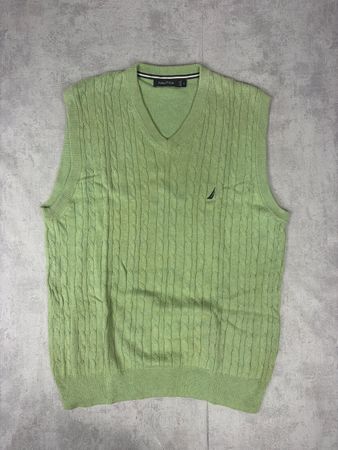 Pull sans manches Nautica vert sauge torsadé - M 