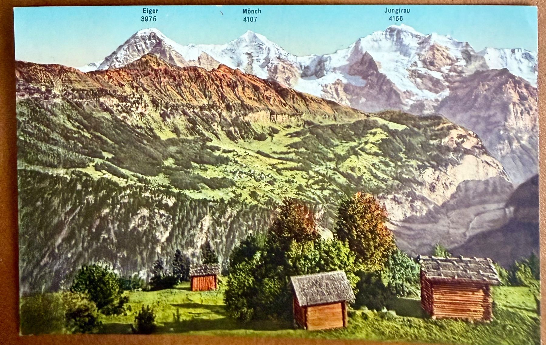 Cartoline postali: Eiger - Mönch - Jungfrau - Chalet - AK – Usato da Lutry venduto da Ediego