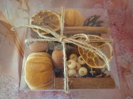 Kürbis Dekorationsset mit Zimt Orange Herbstdeko