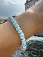 Hochwertiges Larimar Armband | Donut Perlen 4x6mm